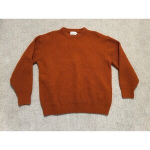 ESPIONAGE Mens L Burnt Orange Wool Acrylic Blend Ribbed Crew Neck Sweater